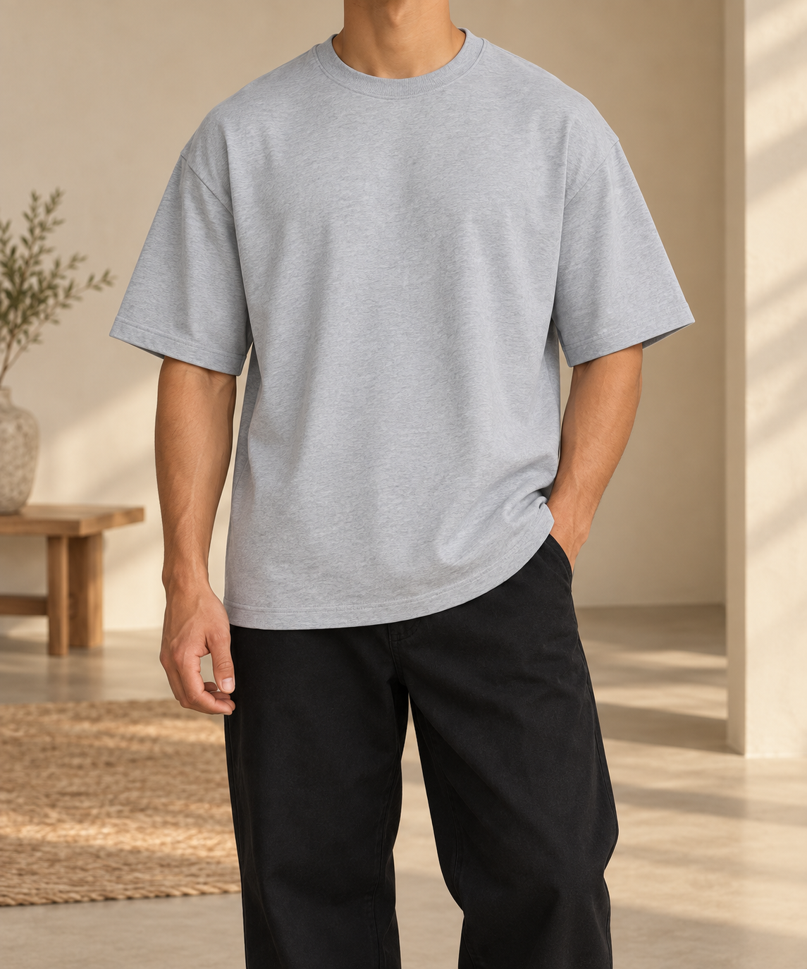Camiseta gris plateado, vista frontal