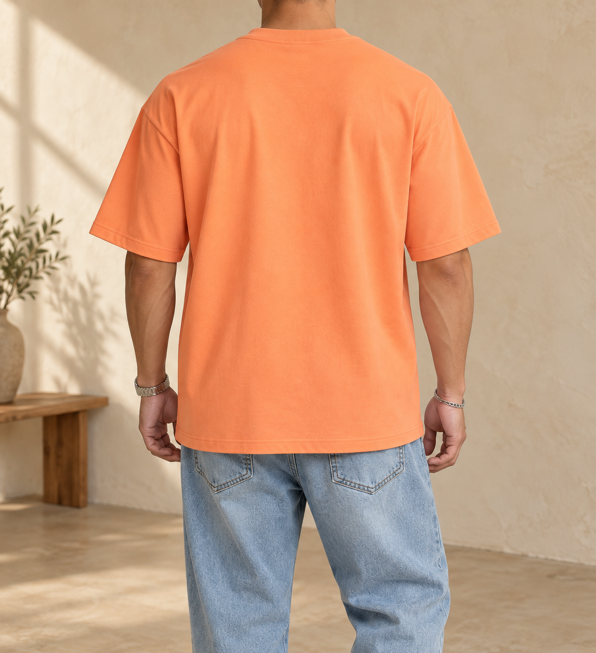 Camiseta naranja pastel, vista trasera