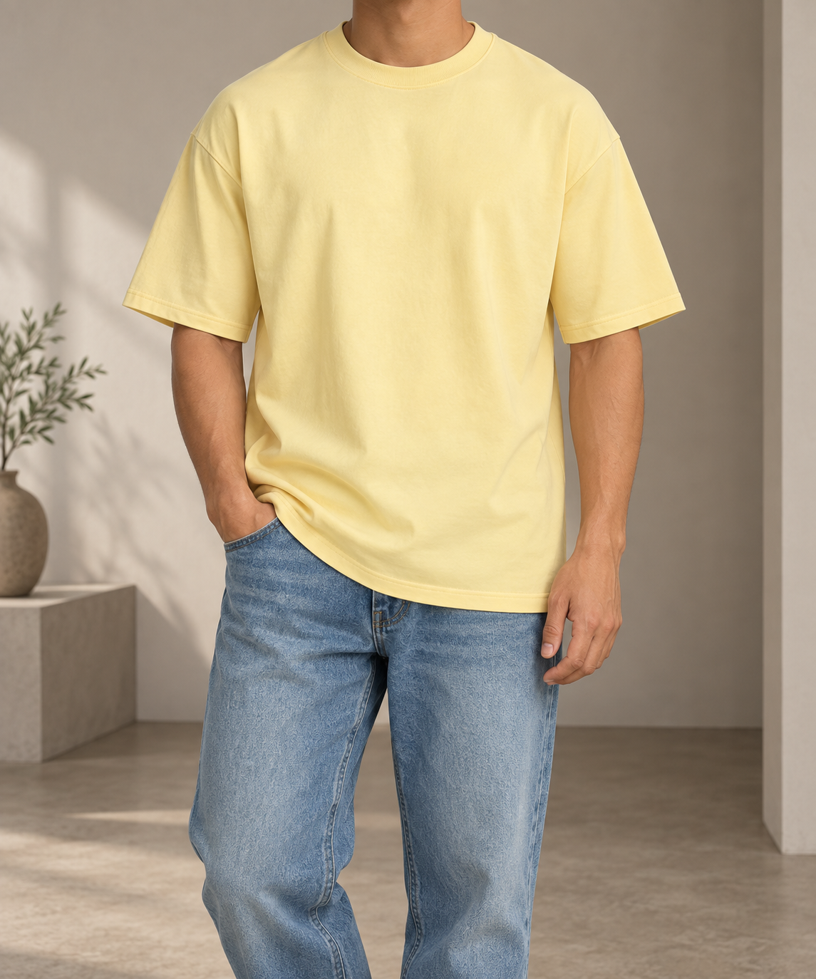 Camiseta amarilla pastel, vista frontal