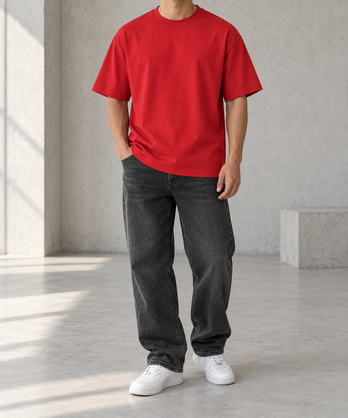 Camiseta roja, vista frontal