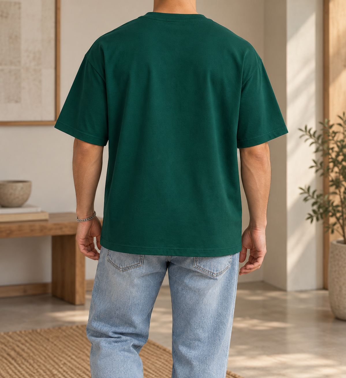 Camiseta verde esmeralda, vista trasera