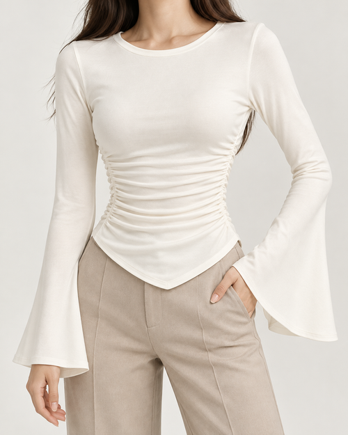 BLUSA FRUNCIDA MANGA CAMPANA