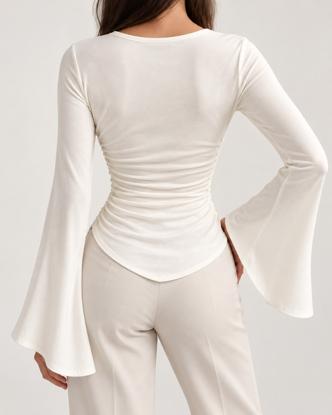Blusa fruncida blanca - trasera