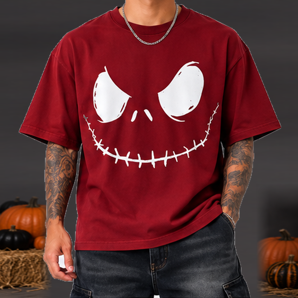 Camiseta Calavera Halloween Hombre Sangre frontal