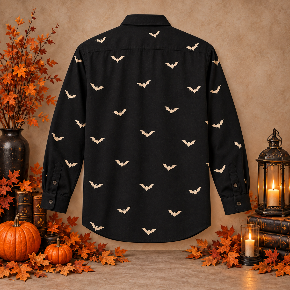 Camisa negra de murciélagos Halloween, trasera