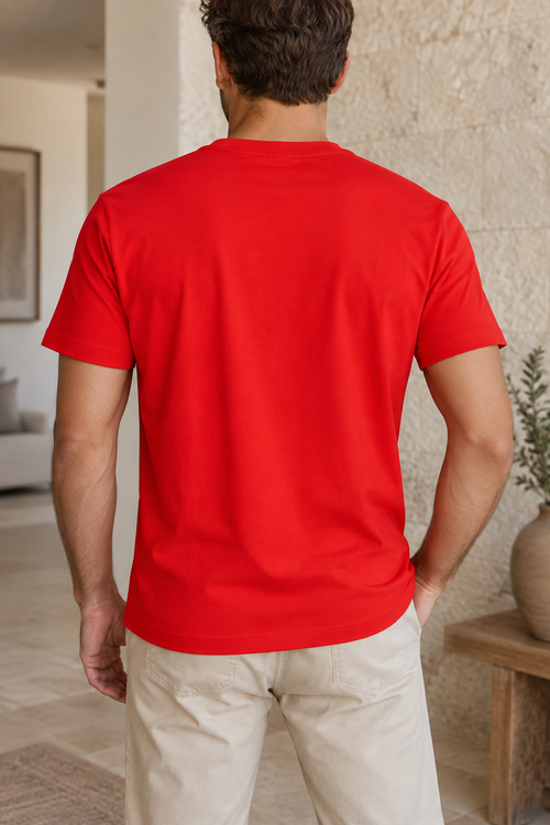 Camiseta básica roja de hombre, vista trasera