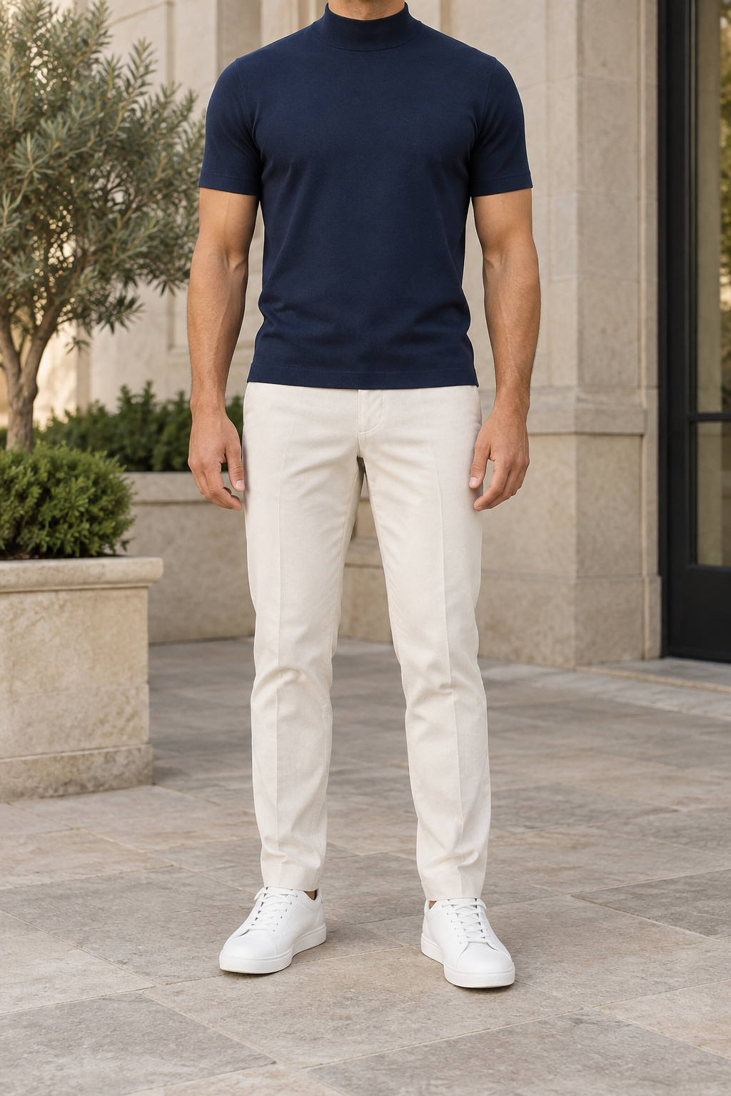 Camiseta de Cuello Alto Hombre - Azul medianoche frontal