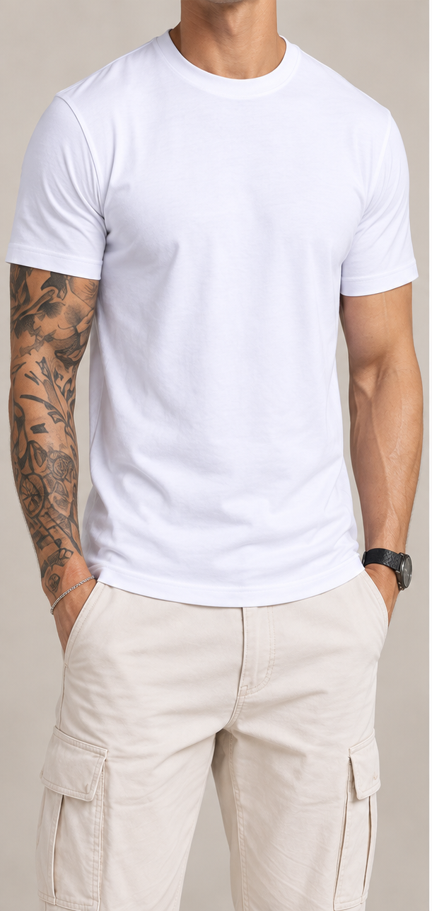 Camiseta básica de hombre color blanco, vista frontal