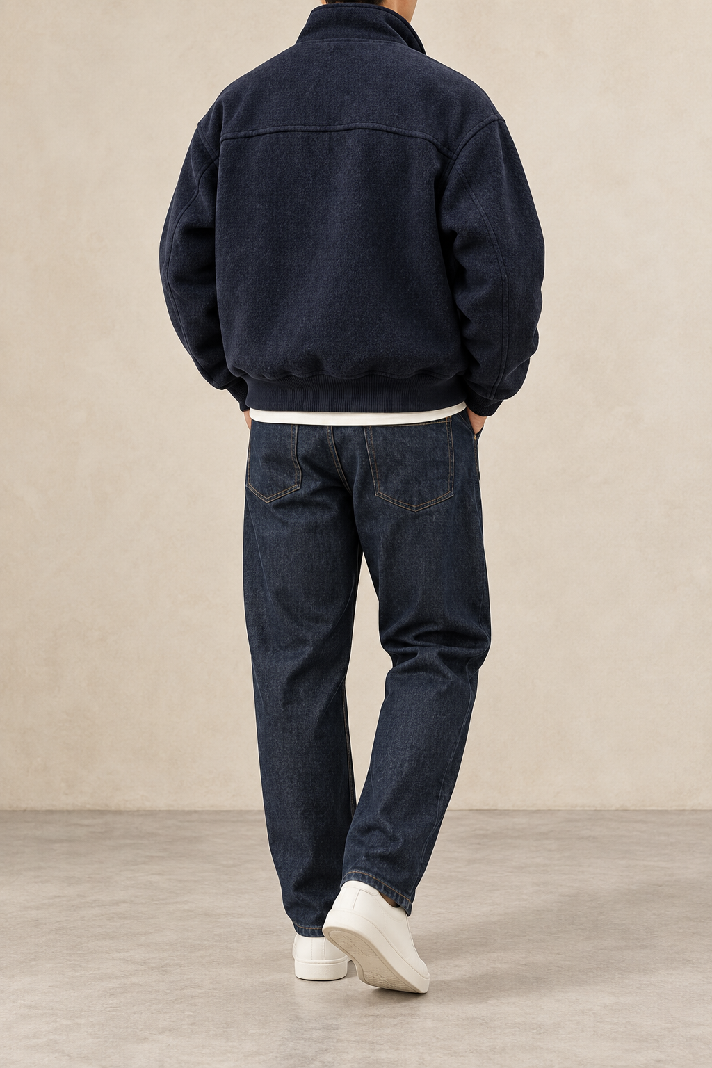 Chaqueta bomber de hombre azul media noche, vista trasera