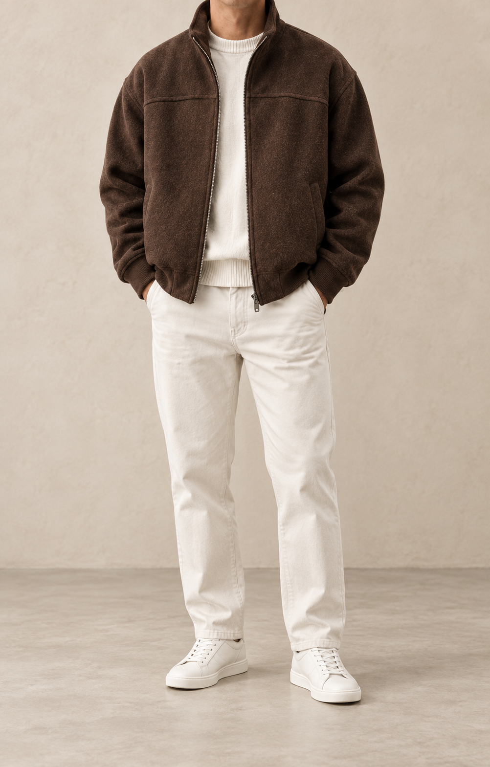 Chaqueta bomber de hombre marrón chocolate, vista frontal