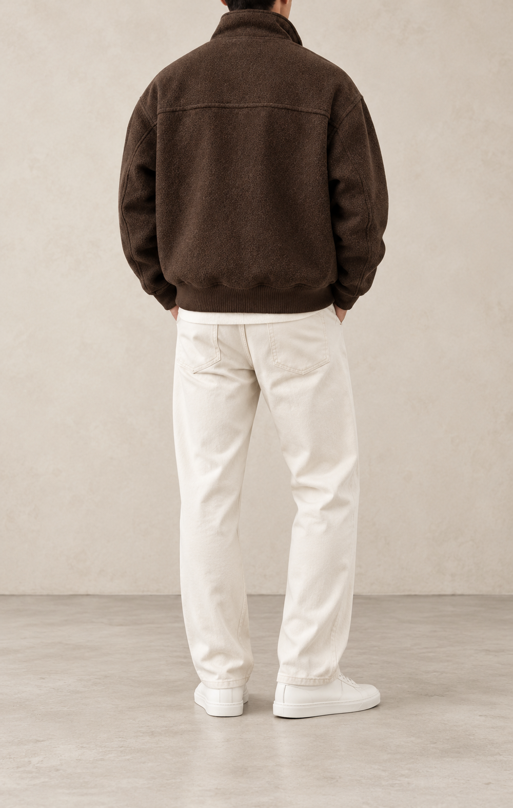 Chaqueta bomber de hombre marrón chocolate, vista trasera