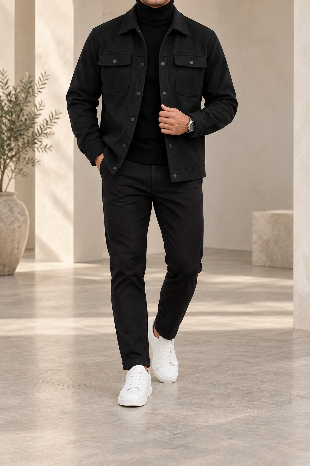 Chaqueta clásica negra frontal