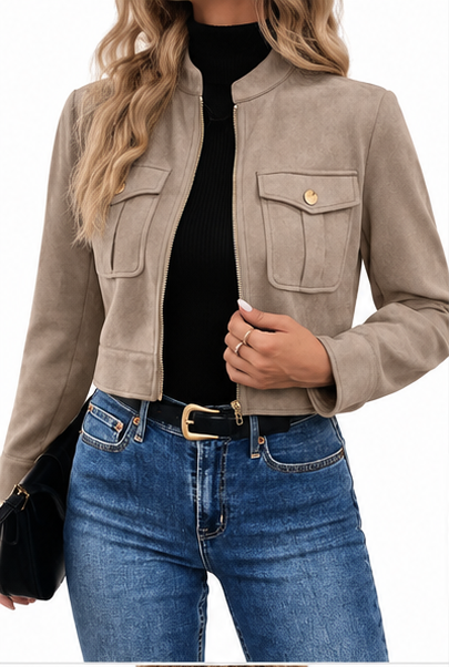 Chaqueta corta beige - frontal
