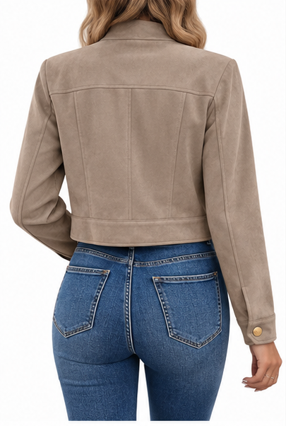 Chaqueta corta beige - trasera