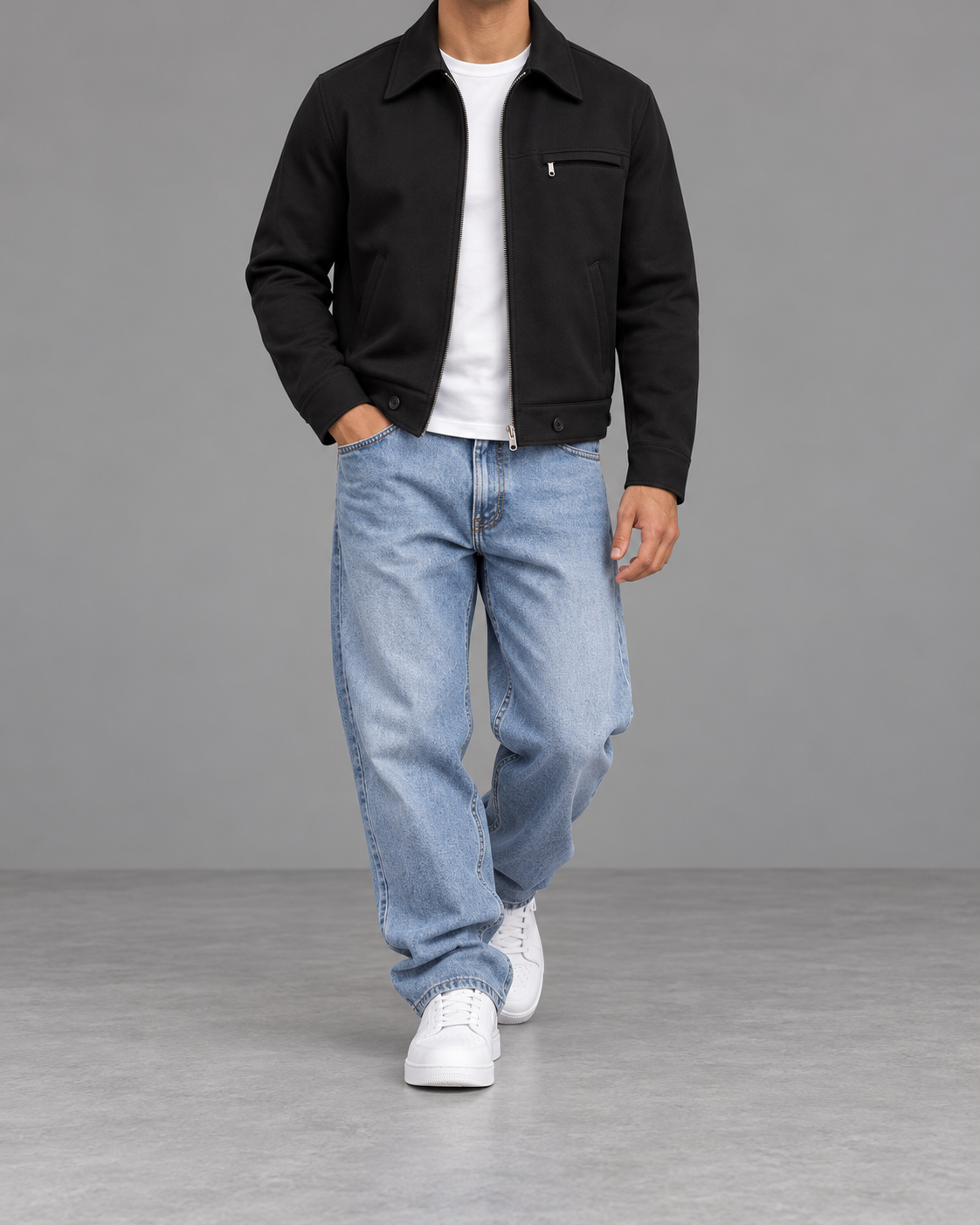 Chaqueta Corta Casual Hombre negro - vista frontal