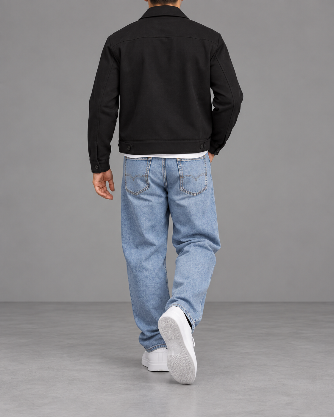 Chaqueta Corta Casual Hombre negro - vista trasera