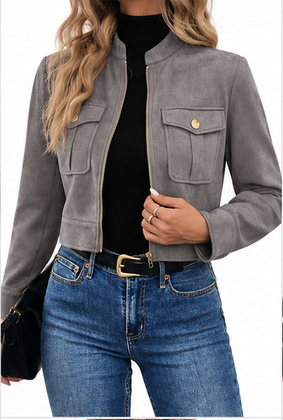 Chaqueta corta gris - frontal