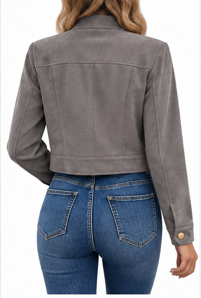 Chaqueta corta gris - trasera