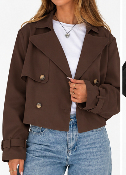 Chaqueta corta marrón chocolate - frontal