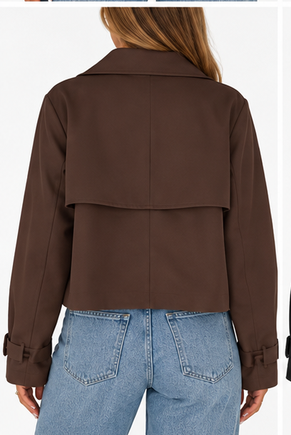 Chaqueta corta marrón chocolate - trasera
