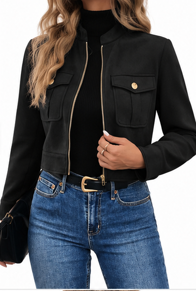 Chaqueta corta negra - frontal