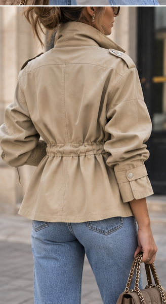 Chaqueta utility beige trasera