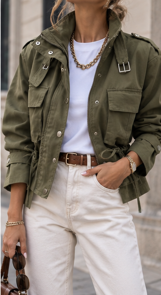 Chaqueta utility verde oliva frontal