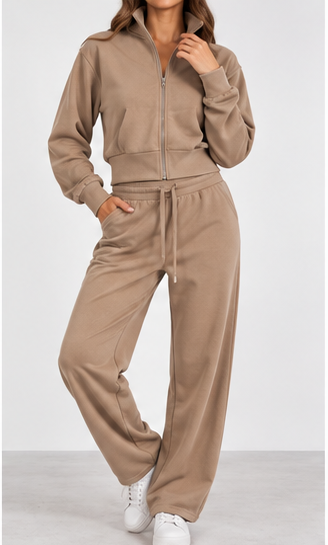 Conjunto cremallera marrón desierto frontal