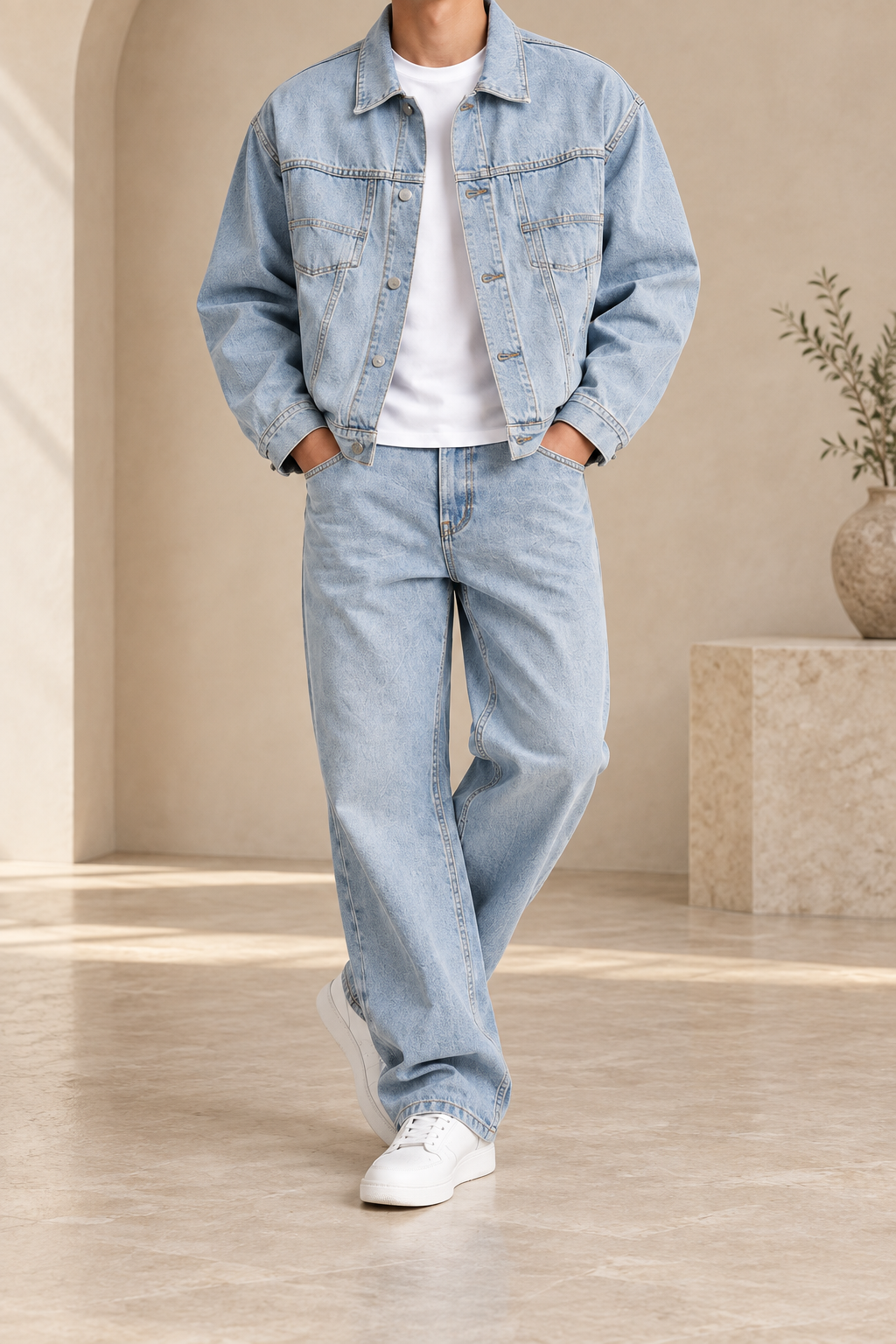 Conjunto vaquero claro frontal
