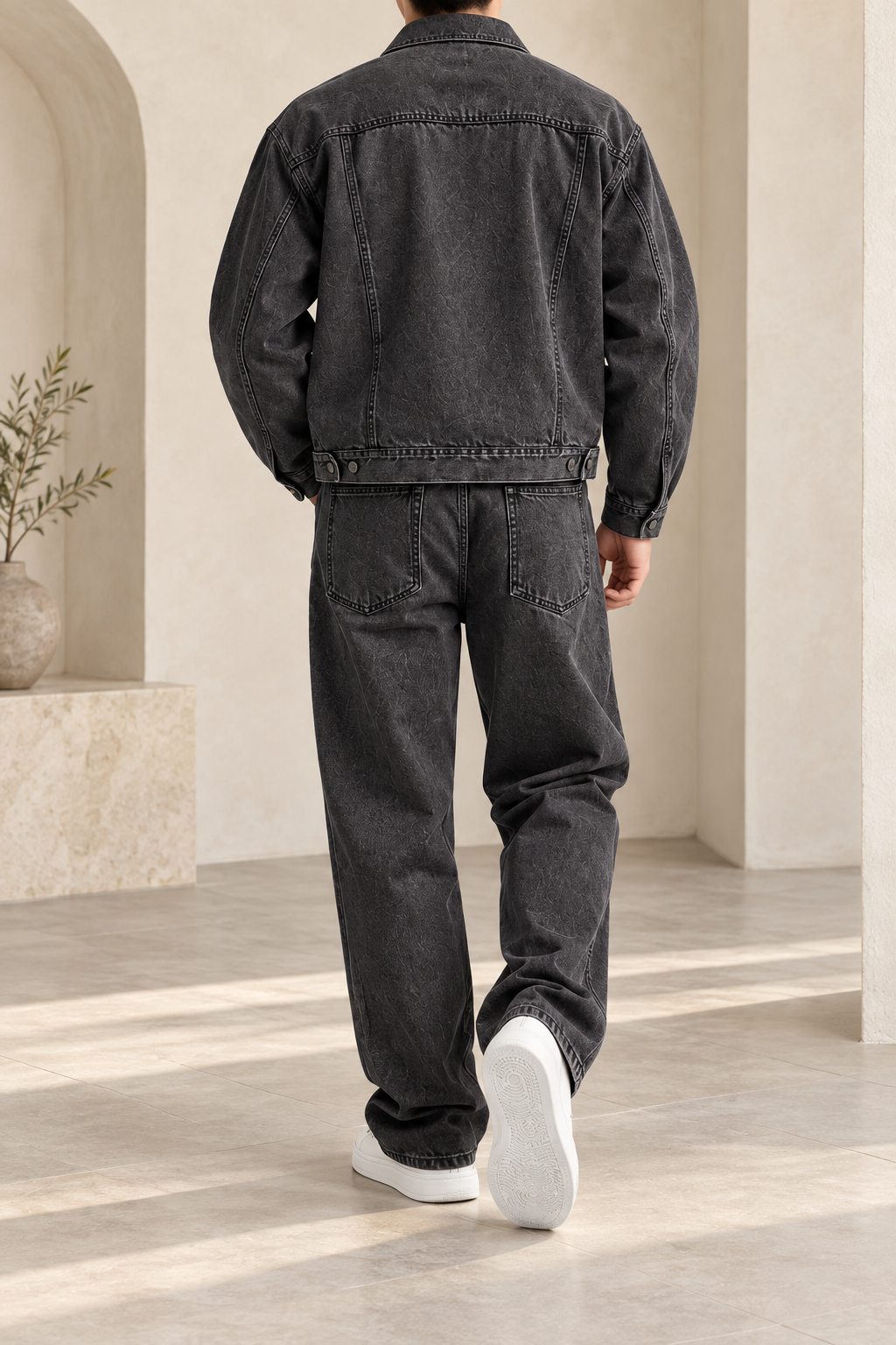 Conjunto denim negro trasera