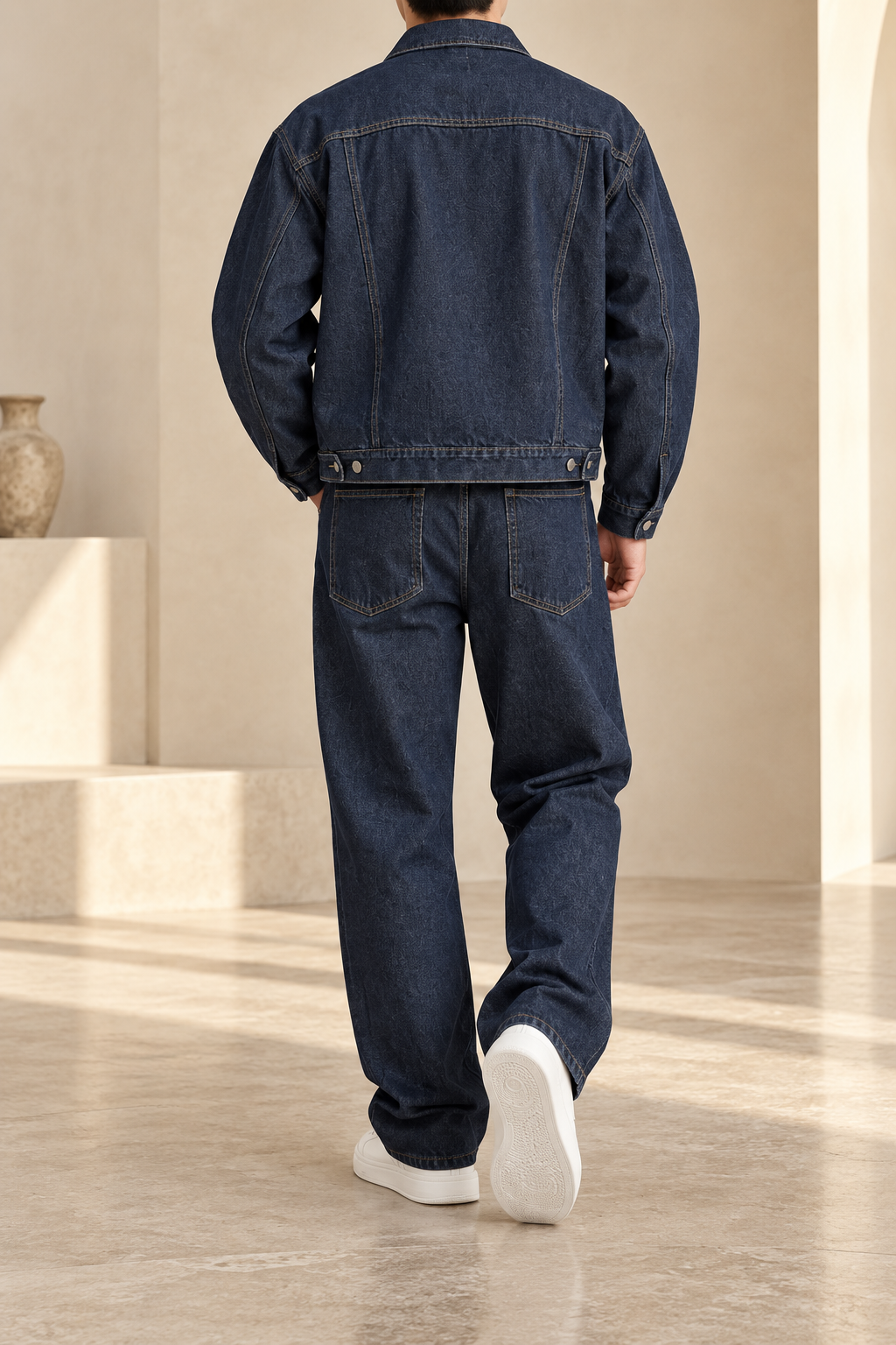 Conjunto vaquero oscuro trasera