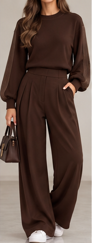 Conjunto Isabel marrón chocolate frontal