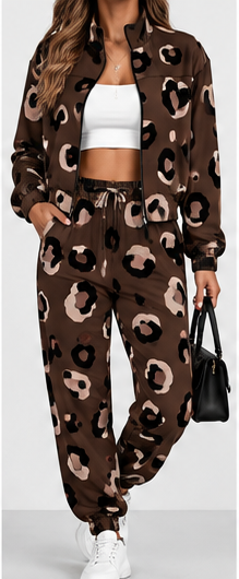 Conjunto leopardo marrón chocolate frontal