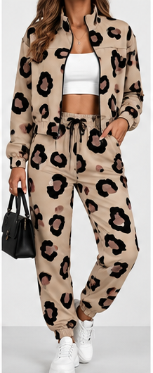 Conjunto leopardo marrón desierto frontal