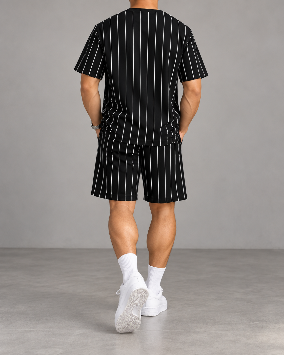 Conjunto de Rayas Hombre negro - vista trasera