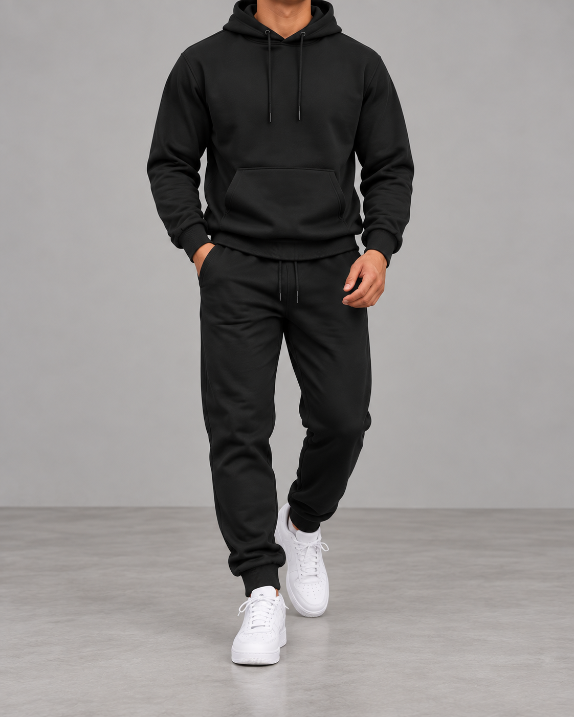 Conjunto Sudadera y Jogger Hombre negro - vista frontal