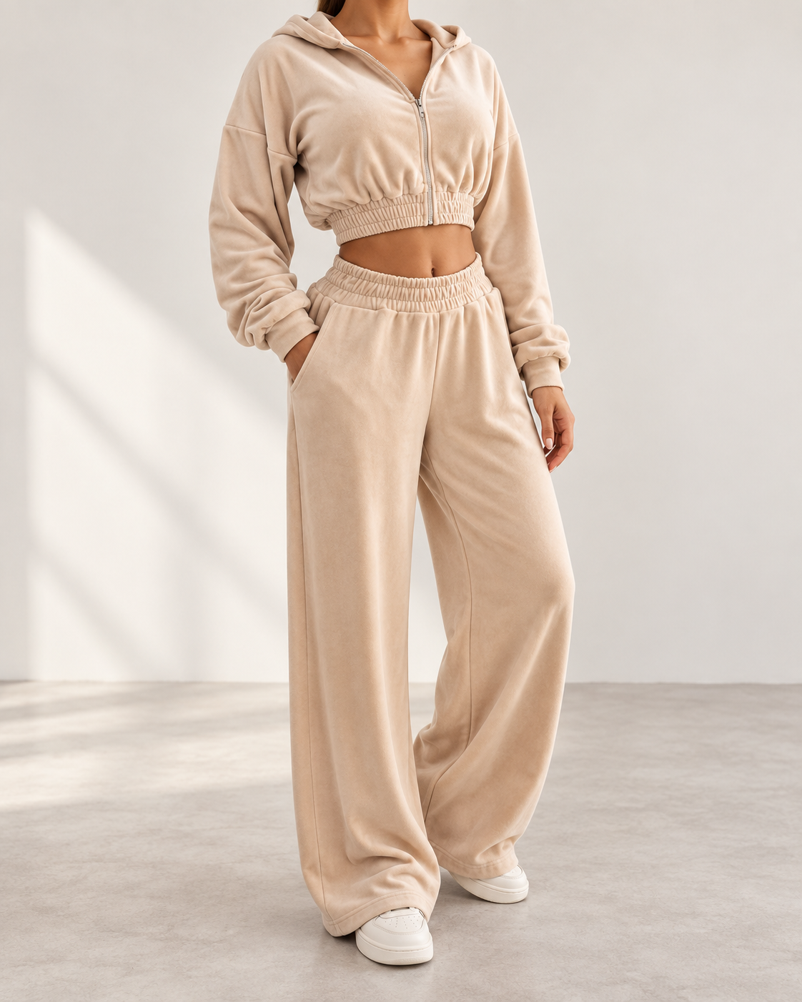 Conjunto Urban Cropped beige - frontal