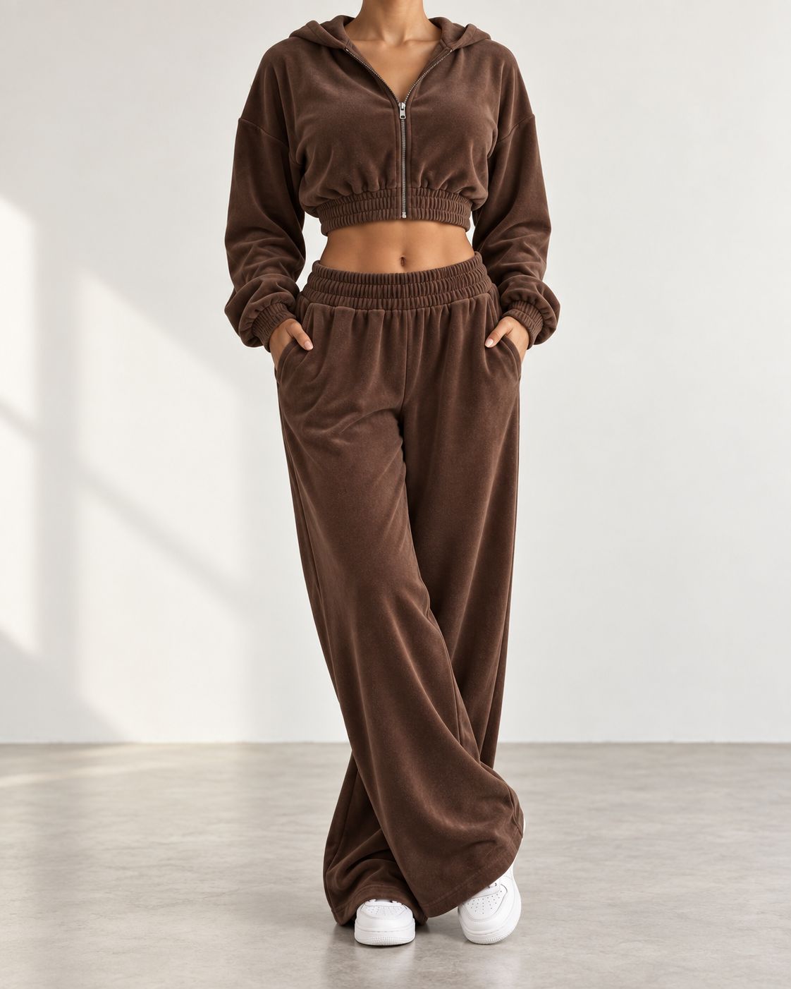 Conjunto Urban Cropped marrón chocolate - frontal