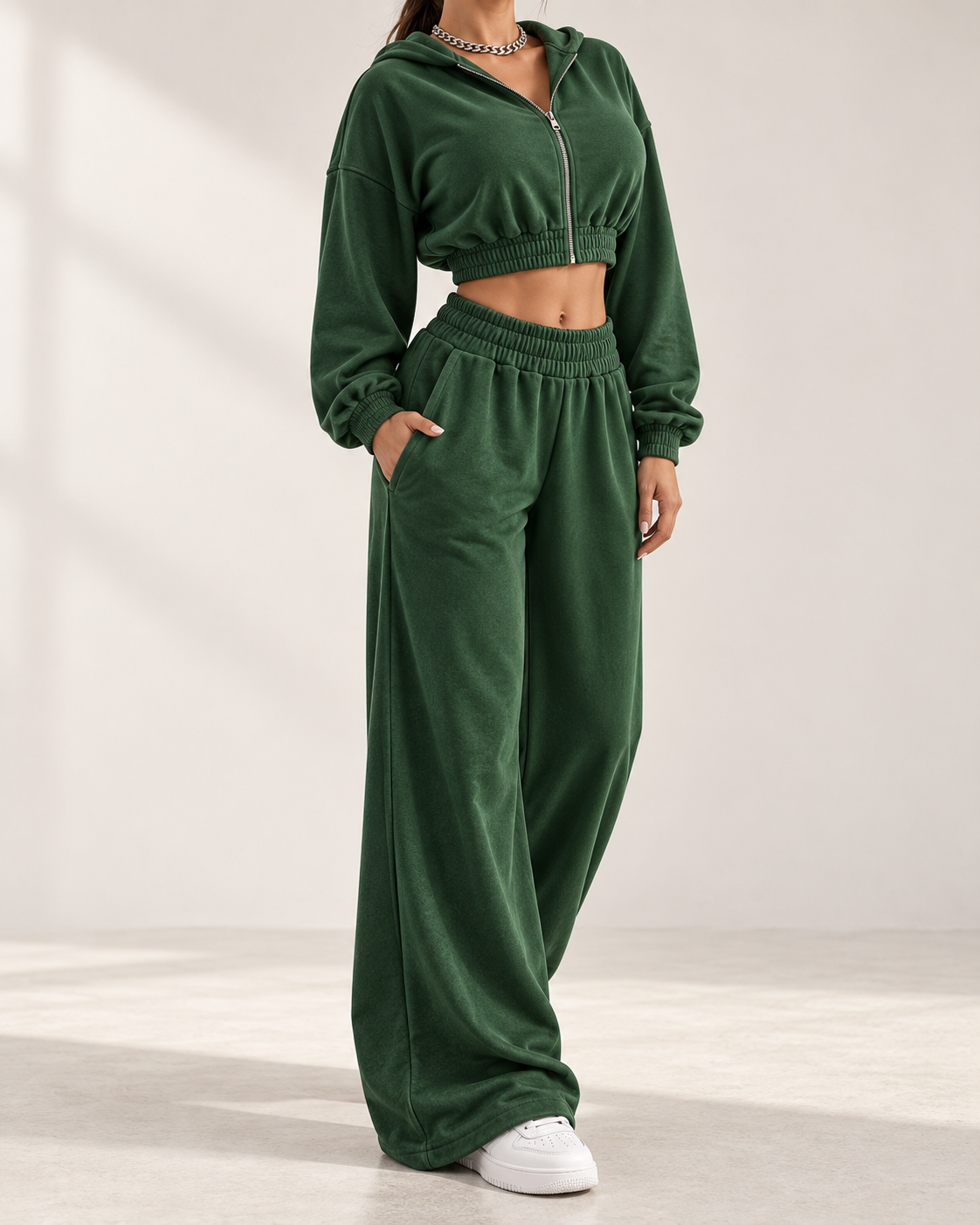 Conjunto Urban Cropped verde bosque - frontal