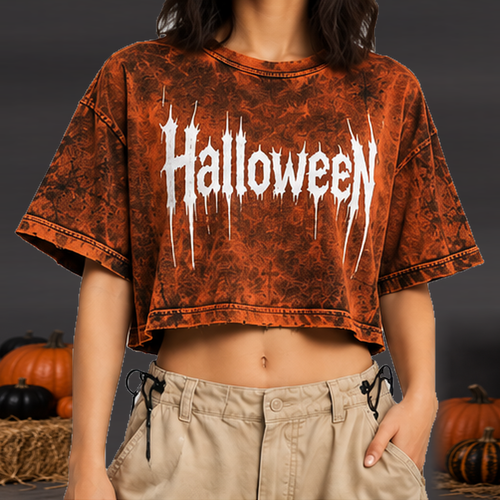 Camiseta Crop Halloween Mujer