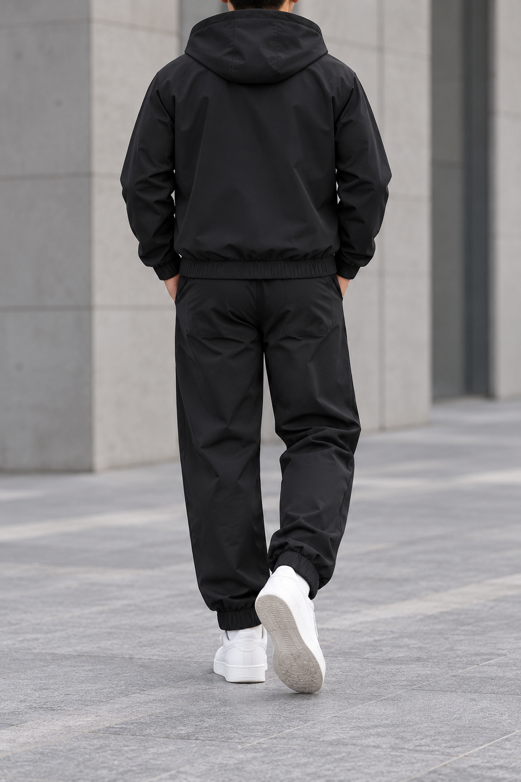 Conjunto Cortavientos de Hombre - Negro trasera