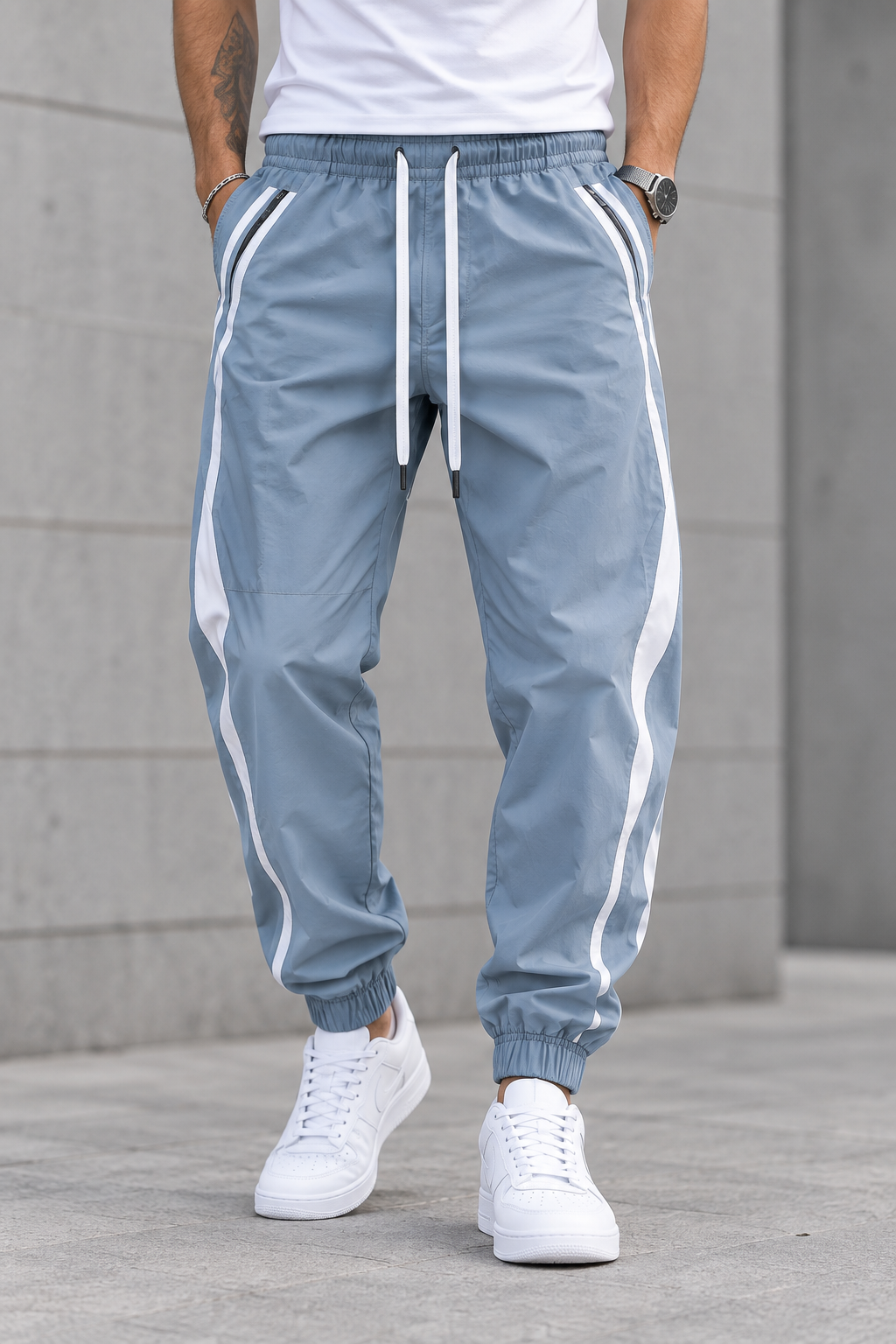 Pantalón Jogger Urbano de Hombre - Azul plateado frontal