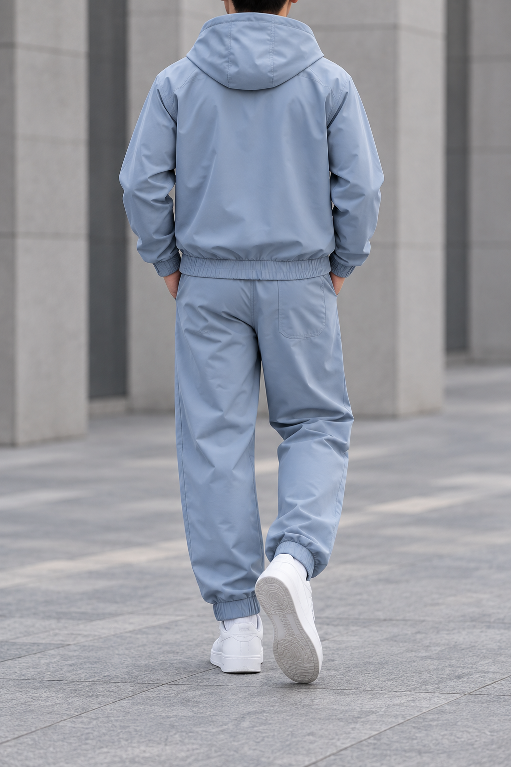 Conjunto Cortavientos de Hombre - Azul plateado trasera