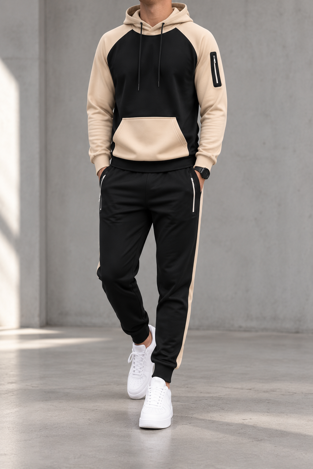 Chándal Bicolor Hombre Beige - vista frontal