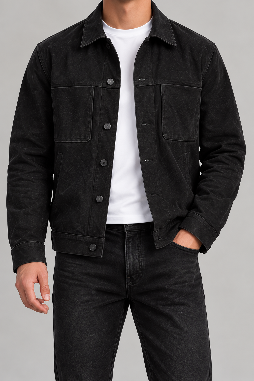 Chaqueta Casual Hombre Negro - vista frontal
