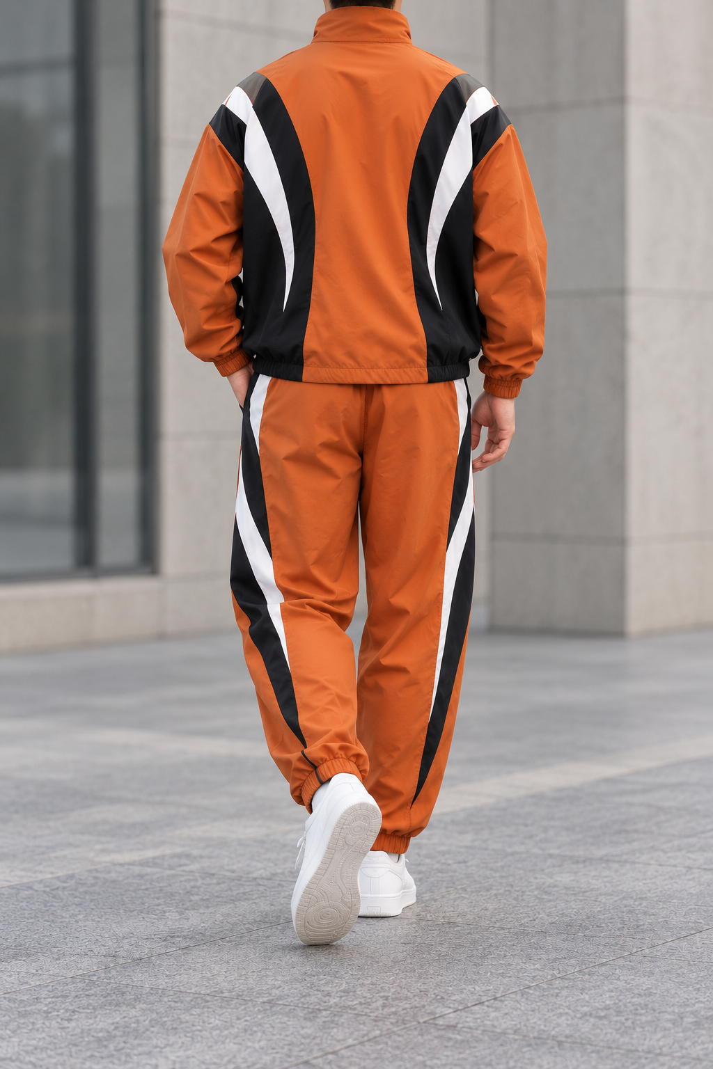 Conjunto Deportivo de Hombre Retro - Naranja plateado trasera