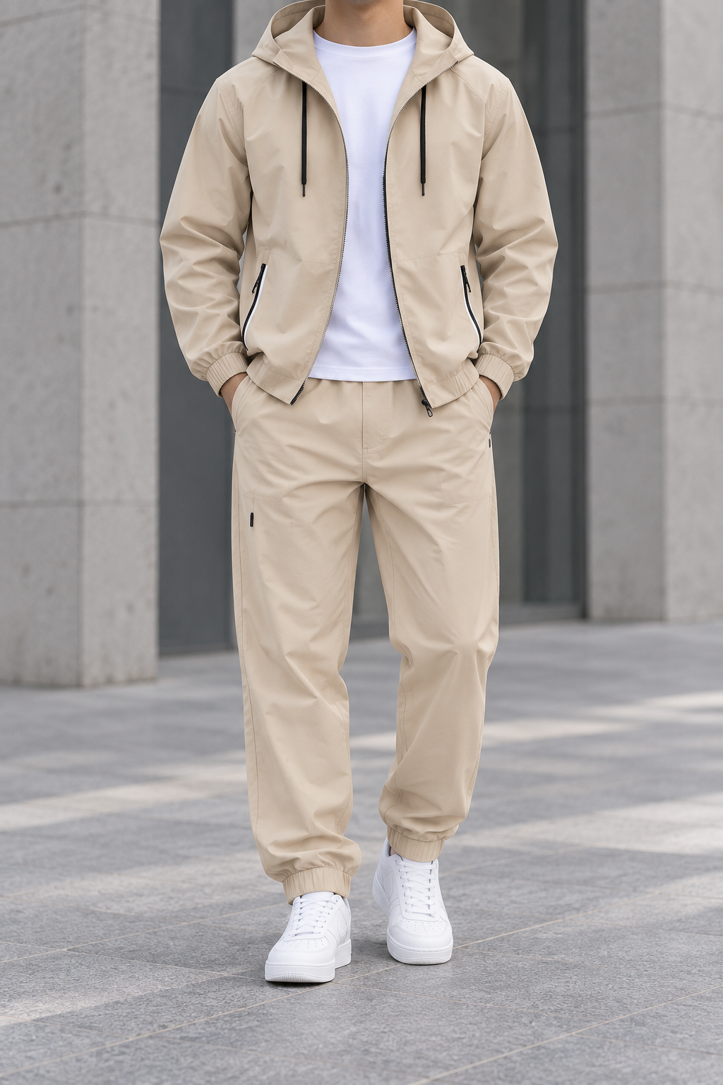 Conjunto Cortavientos de Hombre - Beige frontal