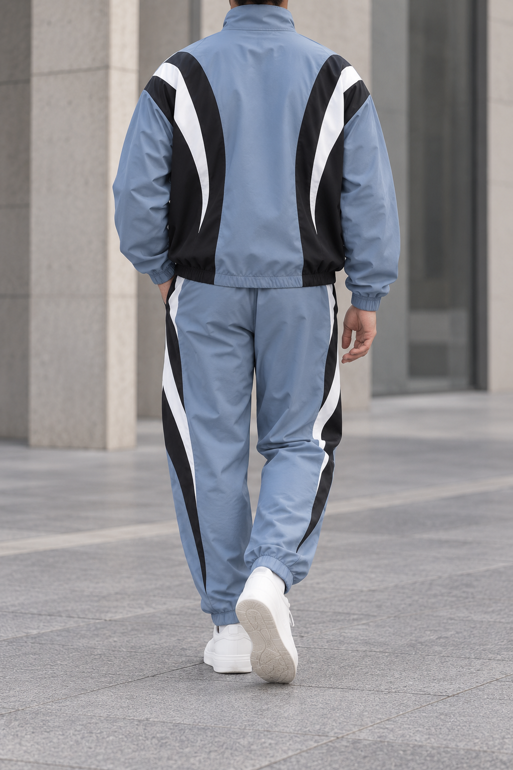 Conjunto Deportivo de Hombre Retro - Azul plateado trasera