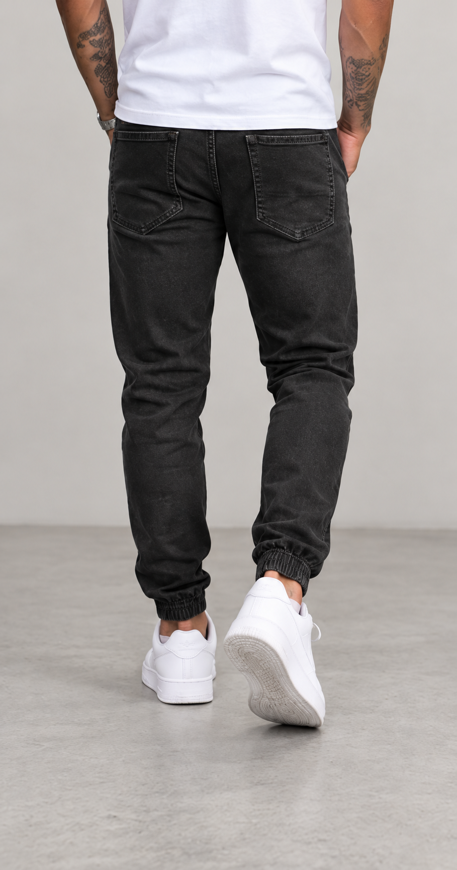 Pantalón Vaquero Jogger Hombre Negro - vista trasera