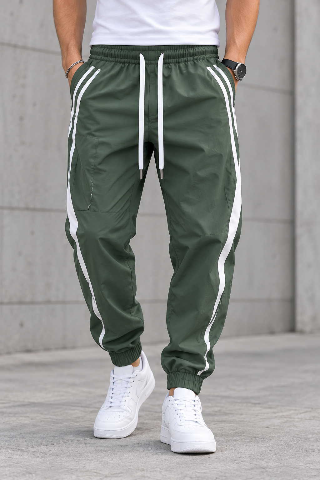 Pantalón Jogger Urbano de Hombre - Verde plateado frontal